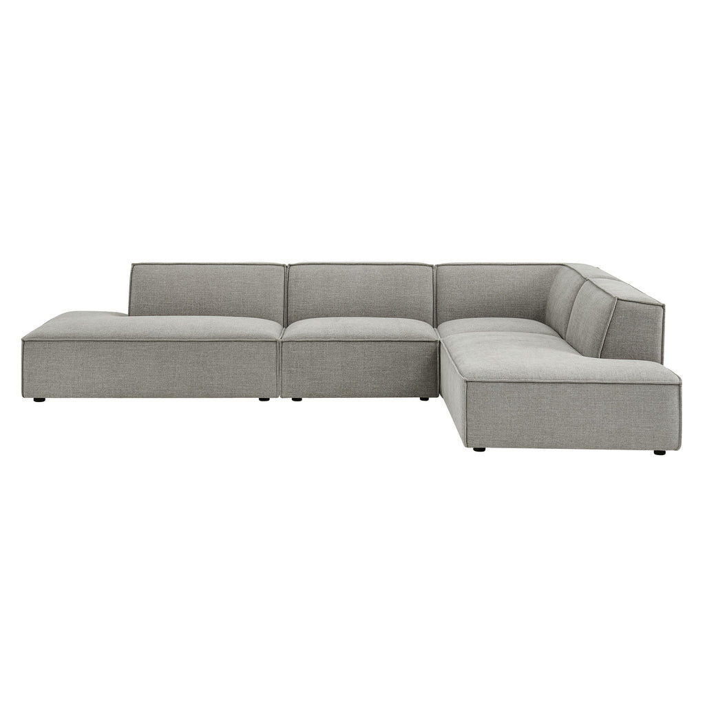 Restore 4-Piece Performance Fabric Upholstered Modular L-Shaped Armless Sectional Sofa - Pewter