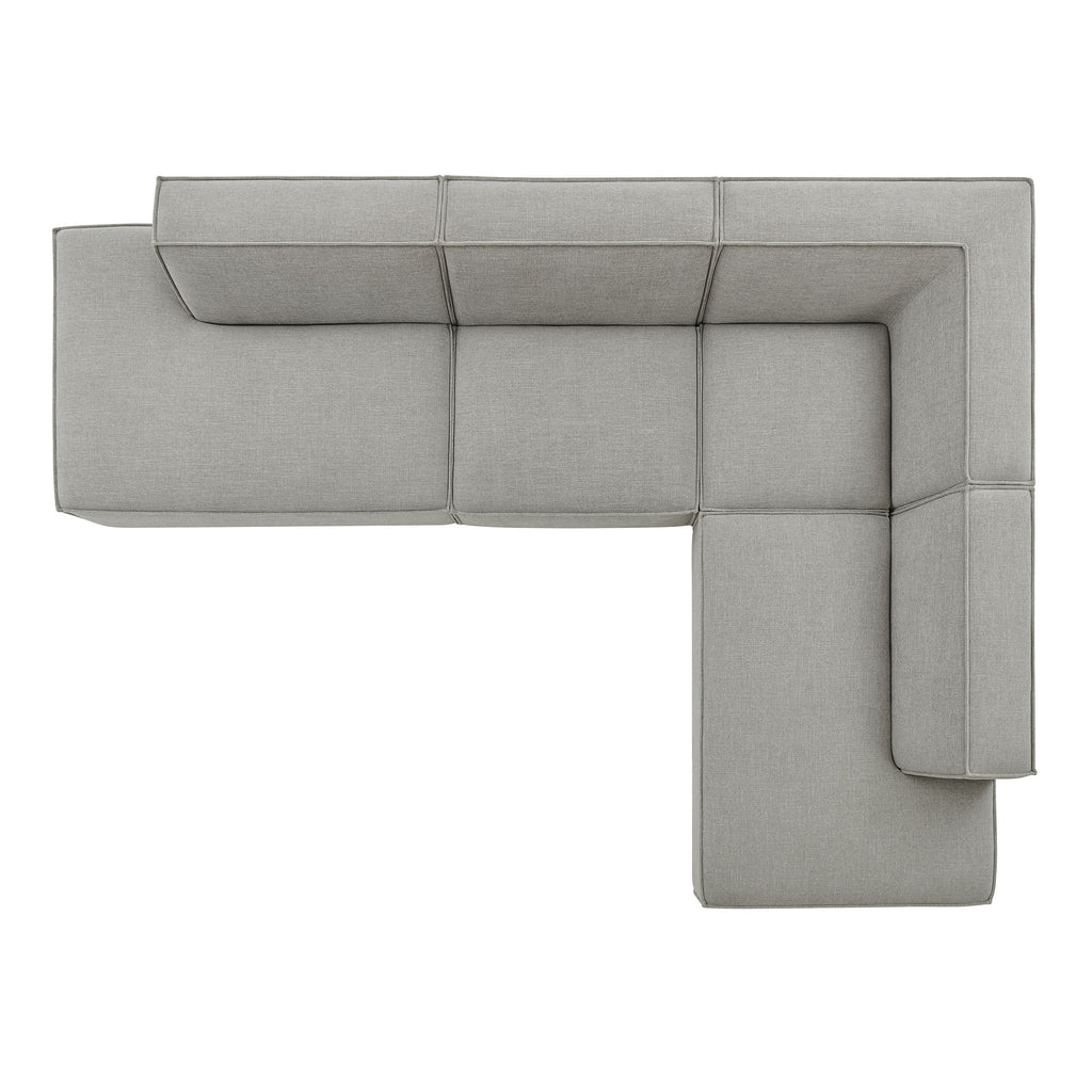 Restore 4-Piece Performance Fabric Upholstered Modular L-Shaped Armless Sectional Sofa - Pewter