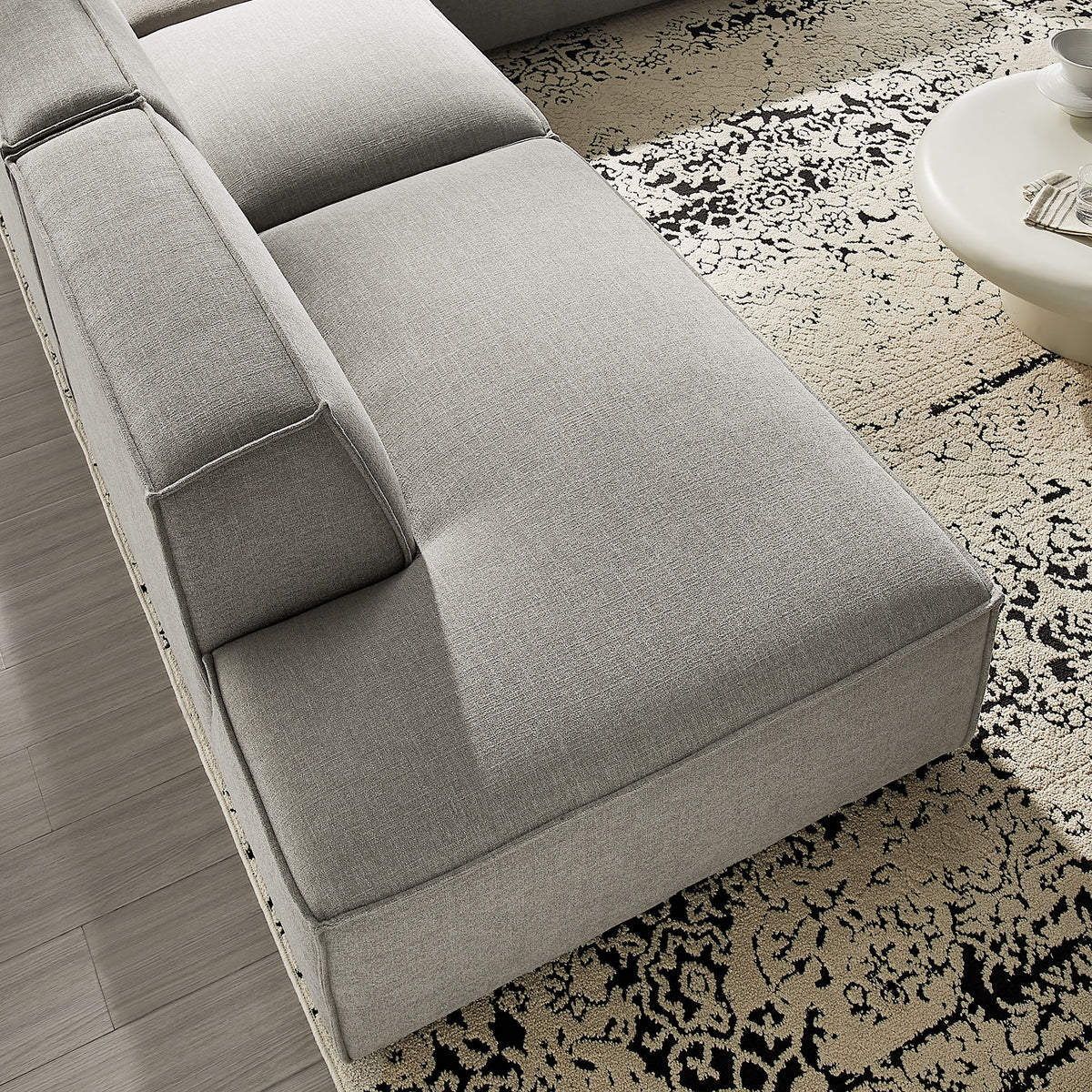 Restore 4-Piece Performance Fabric Upholstered Modular L-Shaped Armless Sectional Sofa - Pewter