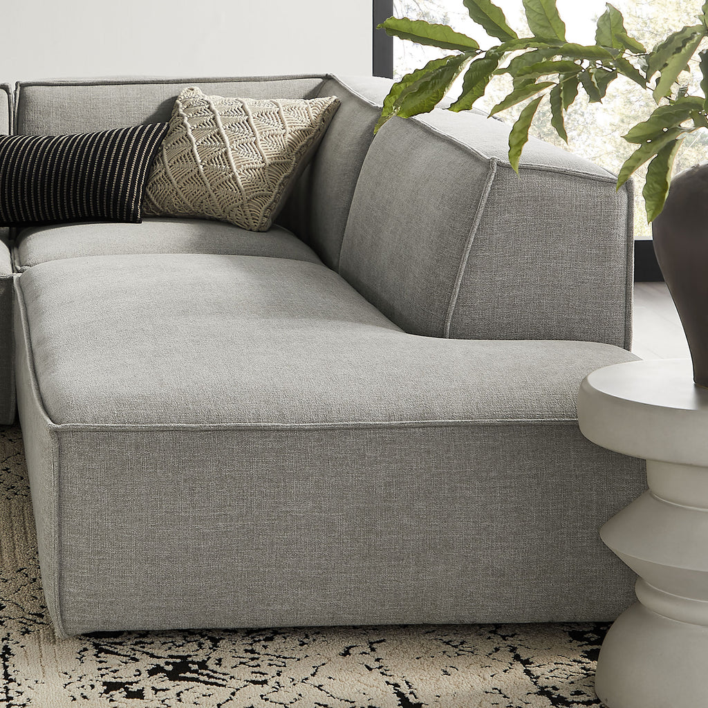 Restore 4-Piece Performance Fabric Upholstered Modular L-Shaped Armless Sectional Sofa - Pewter