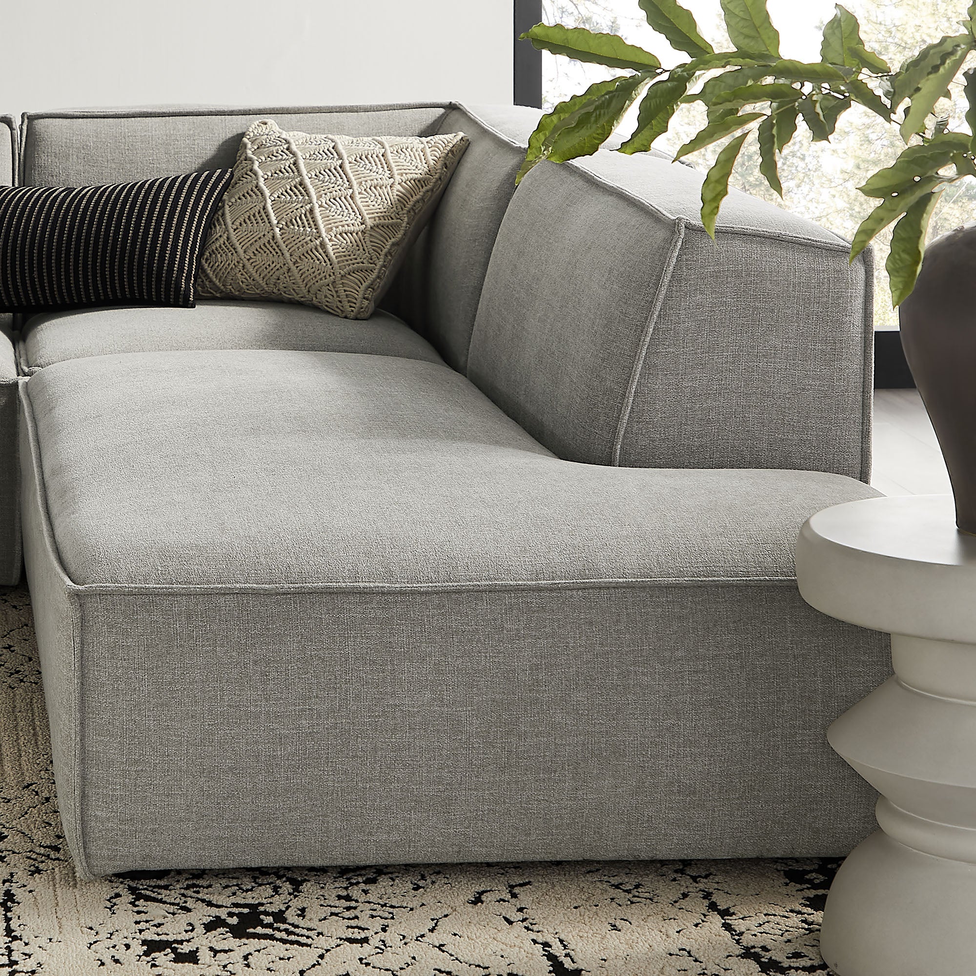 Restore 4-Piece Performance Fabric Upholstered Modular L-Shaped Armless Sectional Sofa - Pewter