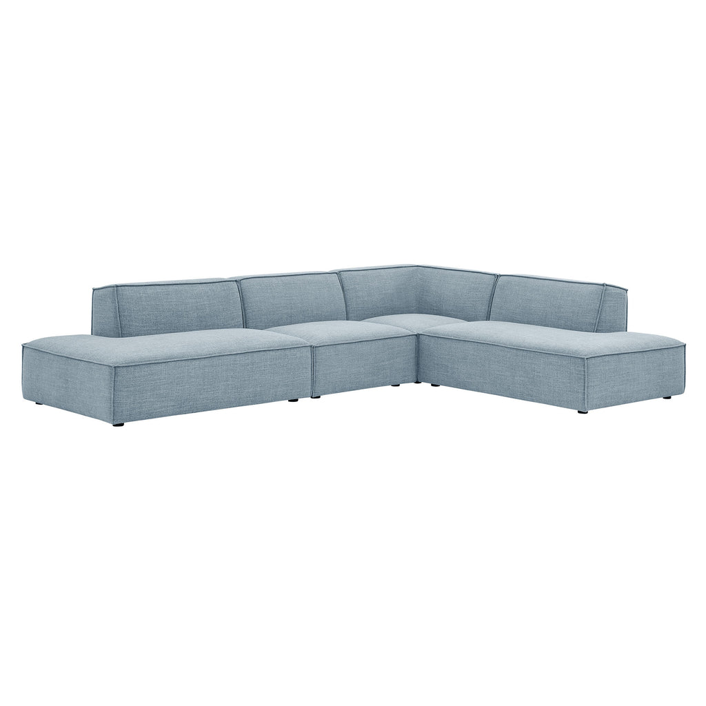 Restore 4-Piece Performance Fabric Upholstered Modular L-Shaped Armless Sectional Sofa - Sky