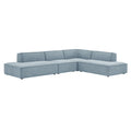 Restore 4-Piece Performance Fabric Upholstered Modular L-Shaped Armless Sectional Sofa - Sky