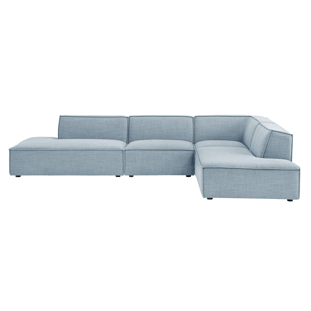 Restore 4-Piece Performance Fabric Upholstered Modular L-Shaped Armless Sectional Sofa - Sky