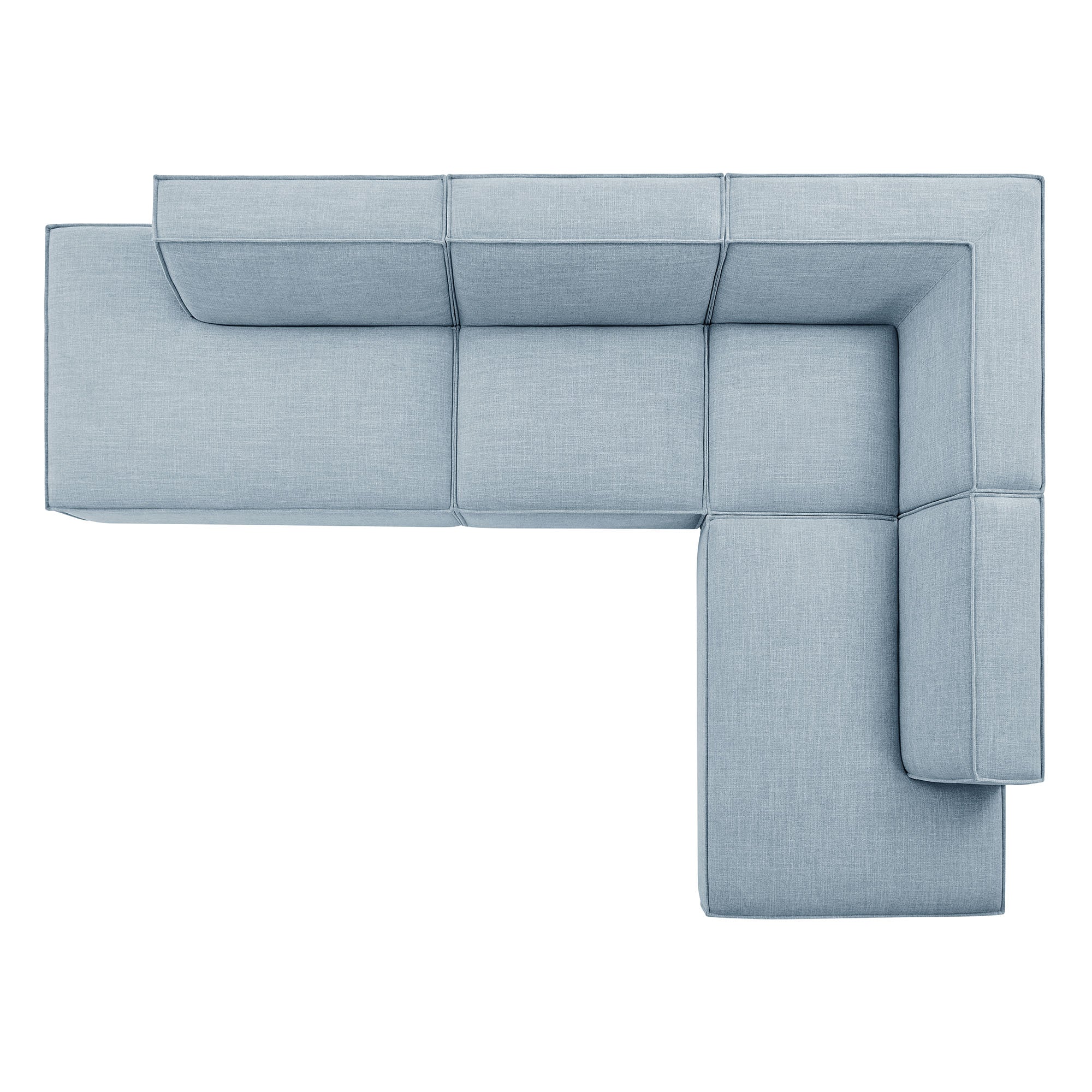 Restore 4-Piece Performance Fabric Upholstered Modular L-Shaped Armless Sectional Sofa - Sky