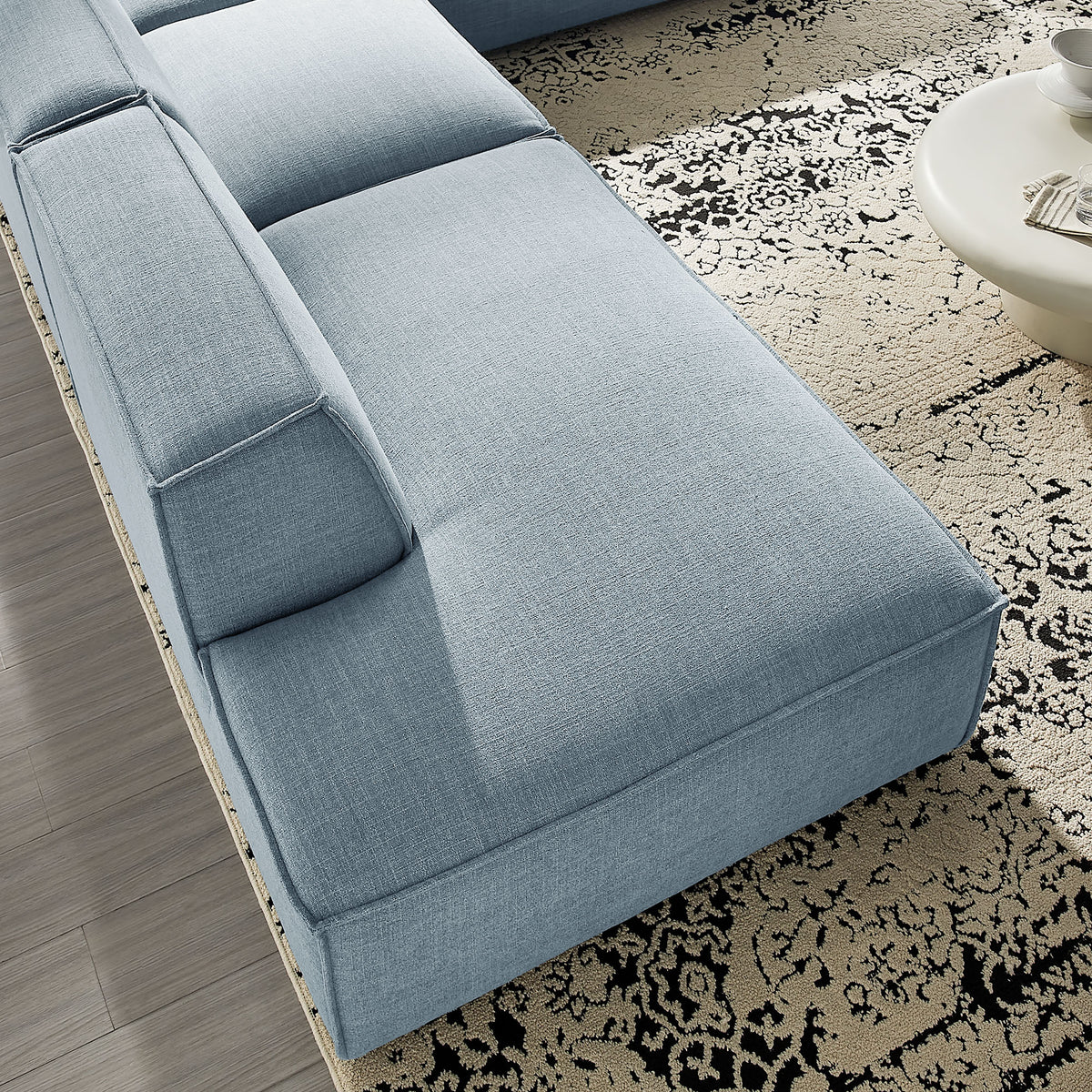 Restore 4-Piece Performance Fabric Upholstered Modular L-Shaped Armless Sectional Sofa - Sky