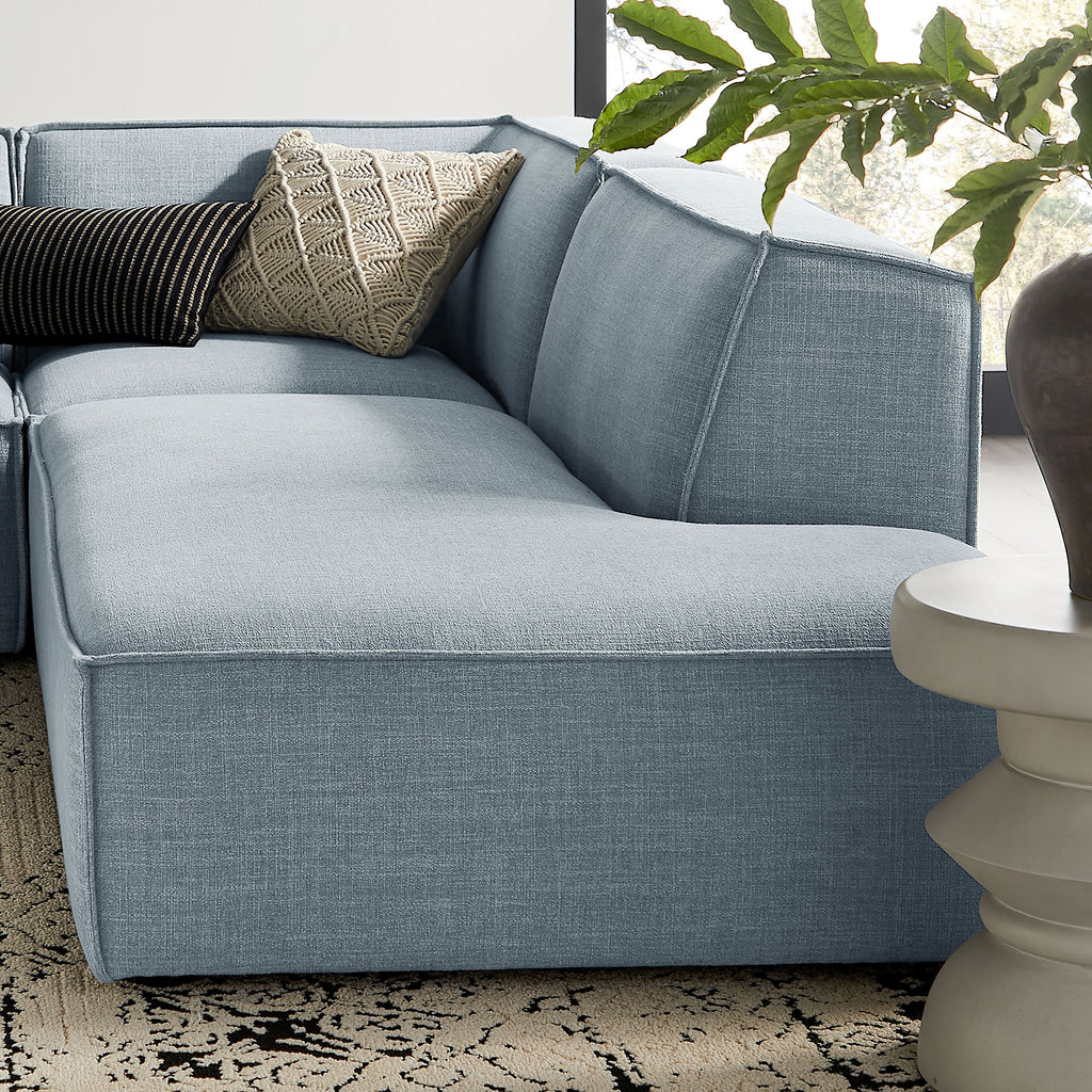 Restore 4-Piece Performance Fabric Upholstered Modular L-Shaped Armless Sectional Sofa - Sky