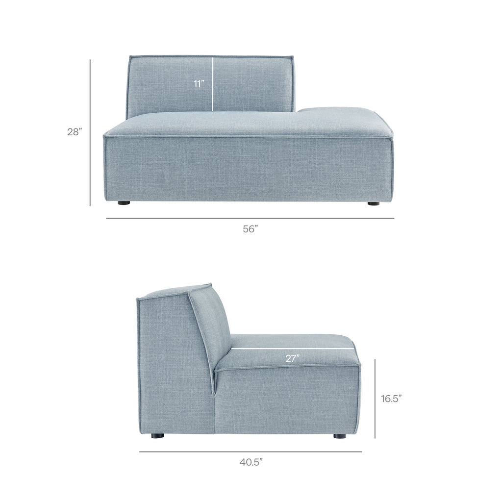 Restore 4-Piece Performance Fabric Upholstered Modular L-Shaped Armless Sectional Sofa - Sky