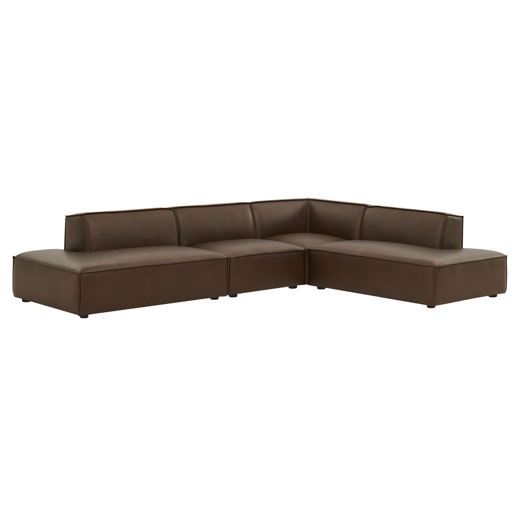 Restore 4-Piece Vegan Leather Modular L-Shaped Armless Sectional Sofa - Espresso