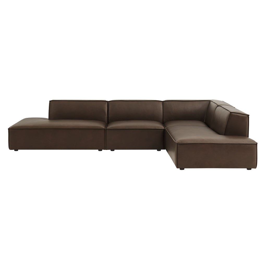Restore 4-Piece Vegan Leather Modular L-Shaped Armless Sectional Sofa - Espresso