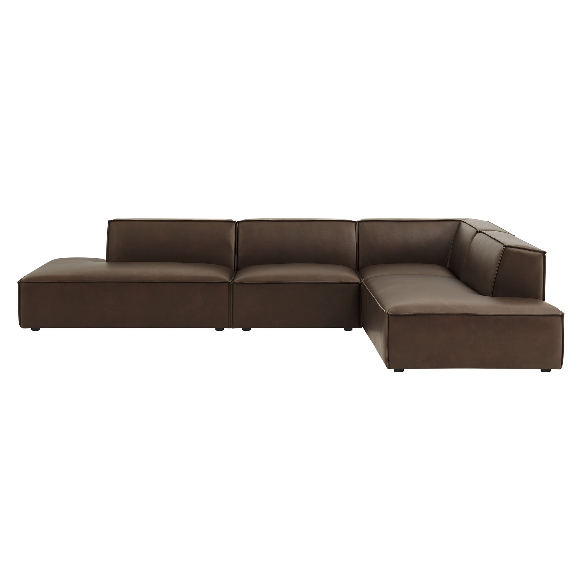 Restore 4-Piece Vegan Leather Modular L-Shaped Armless Sectional Sofa - Espresso