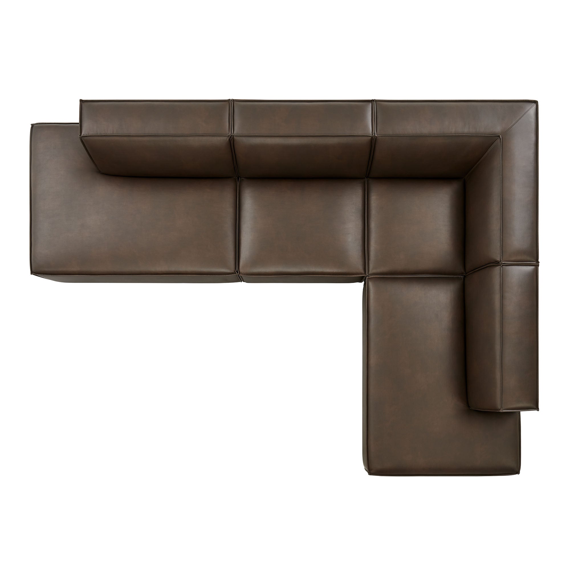 Restore 4-Piece Vegan Leather Modular L-Shaped Armless Sectional Sofa - Espresso