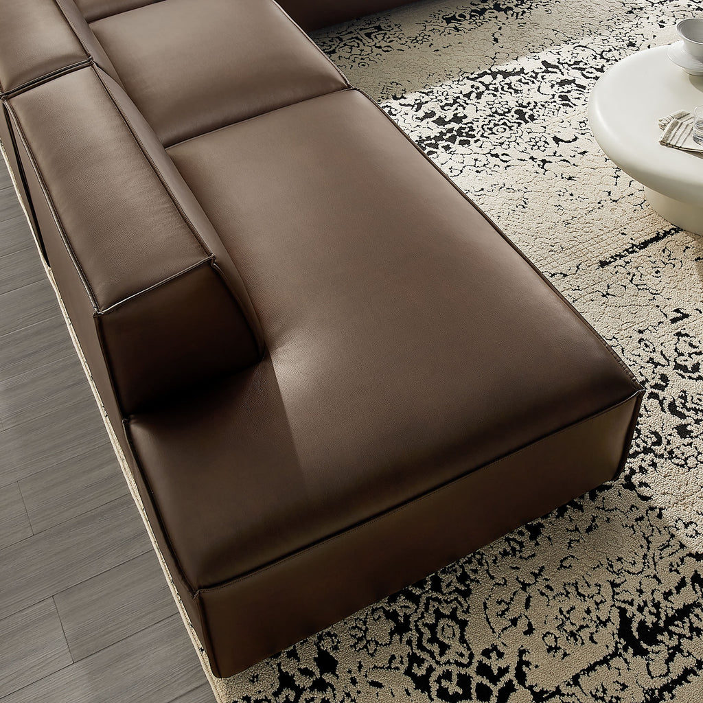 Restore 4-Piece Vegan Leather Modular L-Shaped Armless Sectional Sofa - Espresso