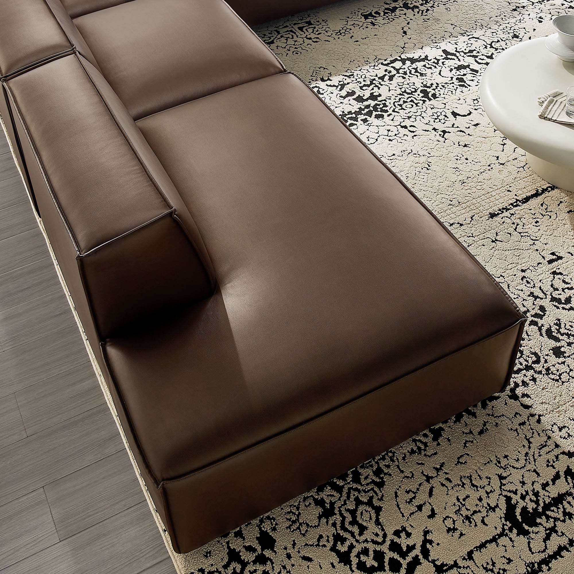 Restore 4-Piece Vegan Leather Modular L-Shaped Armless Sectional Sofa - Espresso