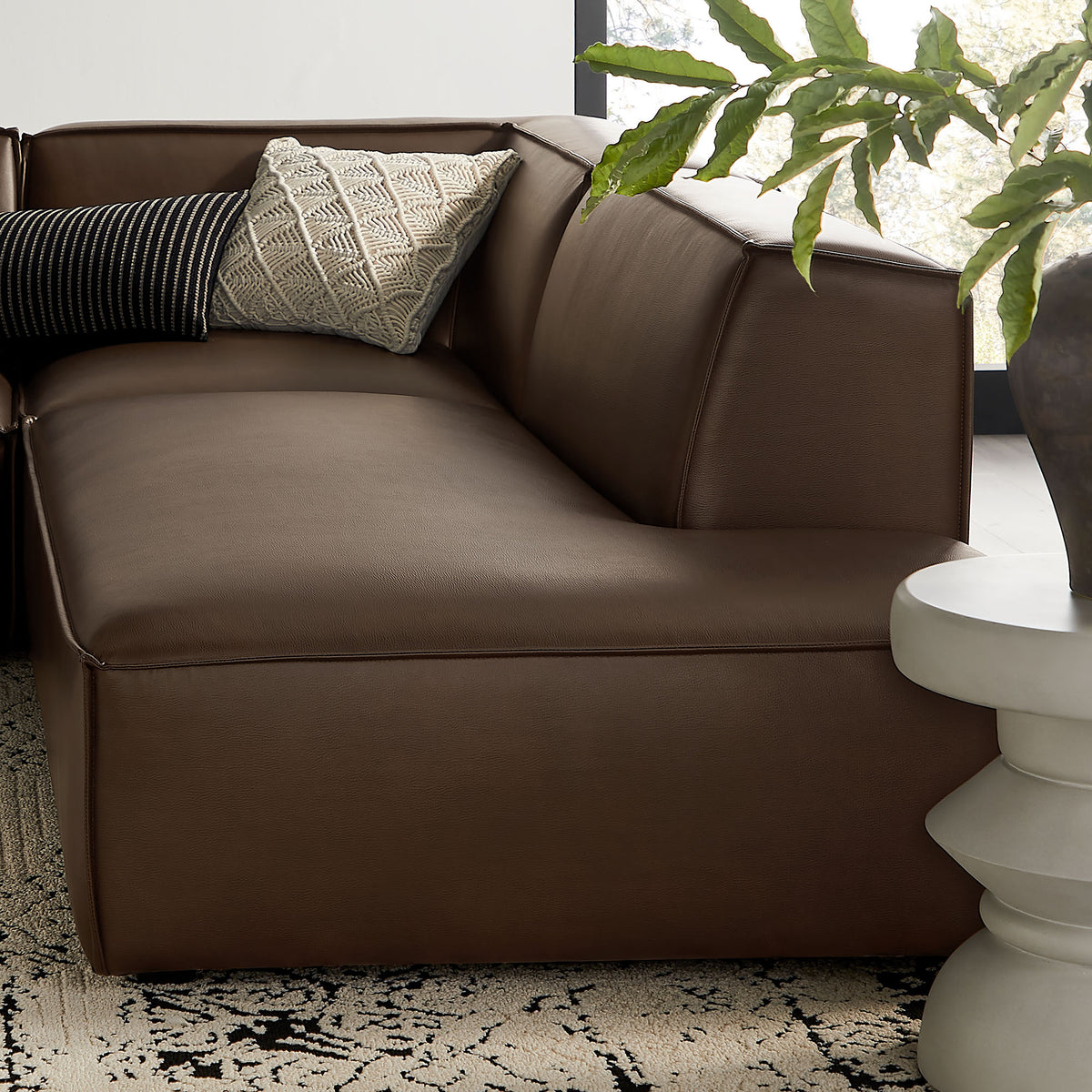 Restore 4-Piece Vegan Leather Modular L-Shaped Armless Sectional Sofa - Espresso