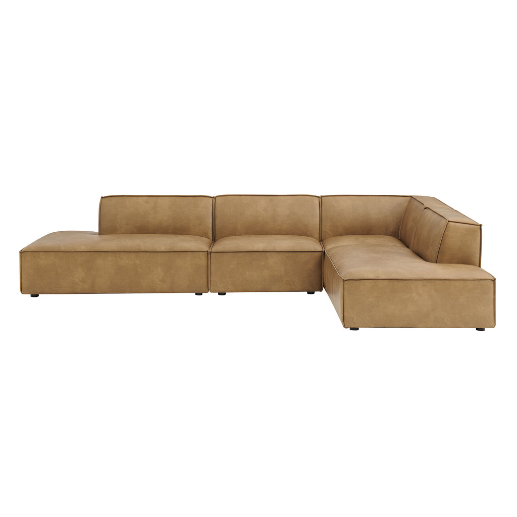 Restore 4-Piece Vegan Leather Modular L-Shaped Armless Sectional Sofa - Toast