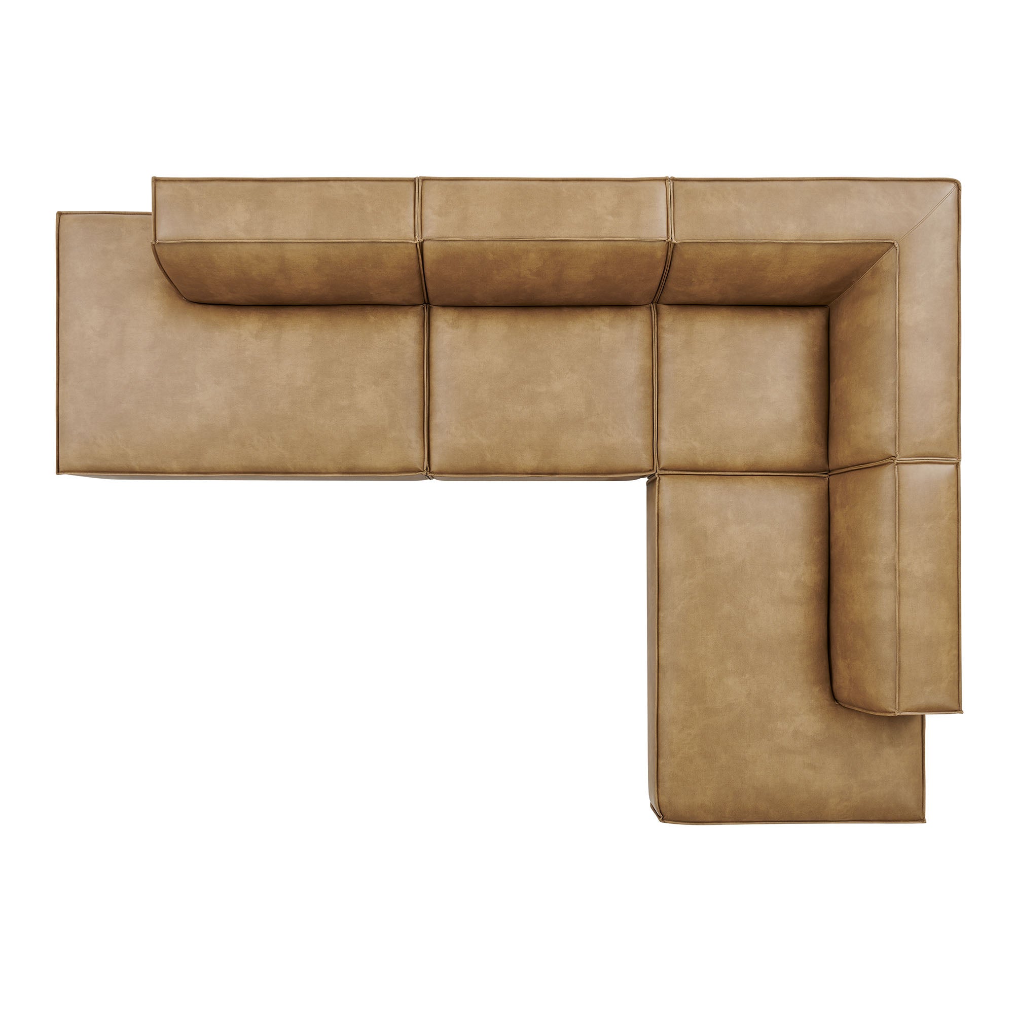 Restore 4-Piece Vegan Leather Modular L-Shaped Armless Sectional Sofa - Toast