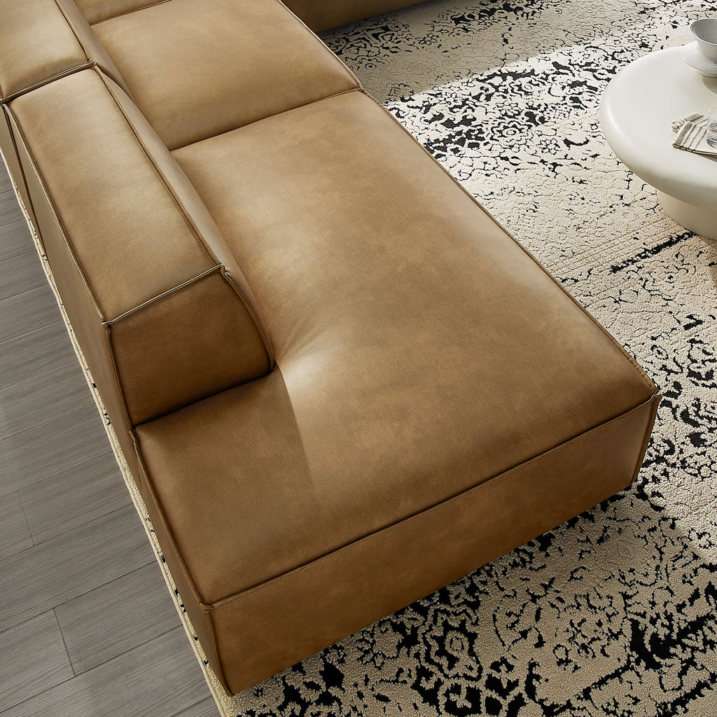 Restore 4-Piece Vegan Leather Modular L-Shaped Armless Sectional Sofa - Toast