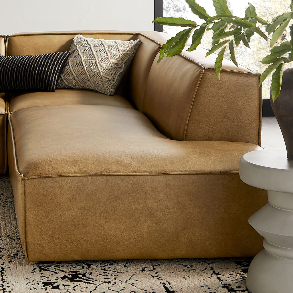 Restore 4-Piece Vegan Leather Modular L-Shaped Armless Sectional Sofa - Toast