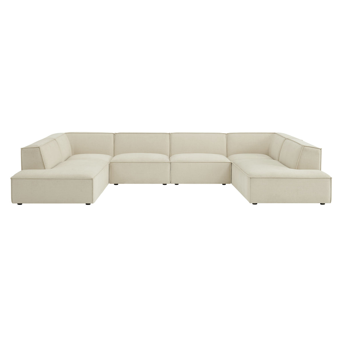 Restore 6-Piece Performance Fabric Upholstered U-Shaped Sectional Sofa - Ecru