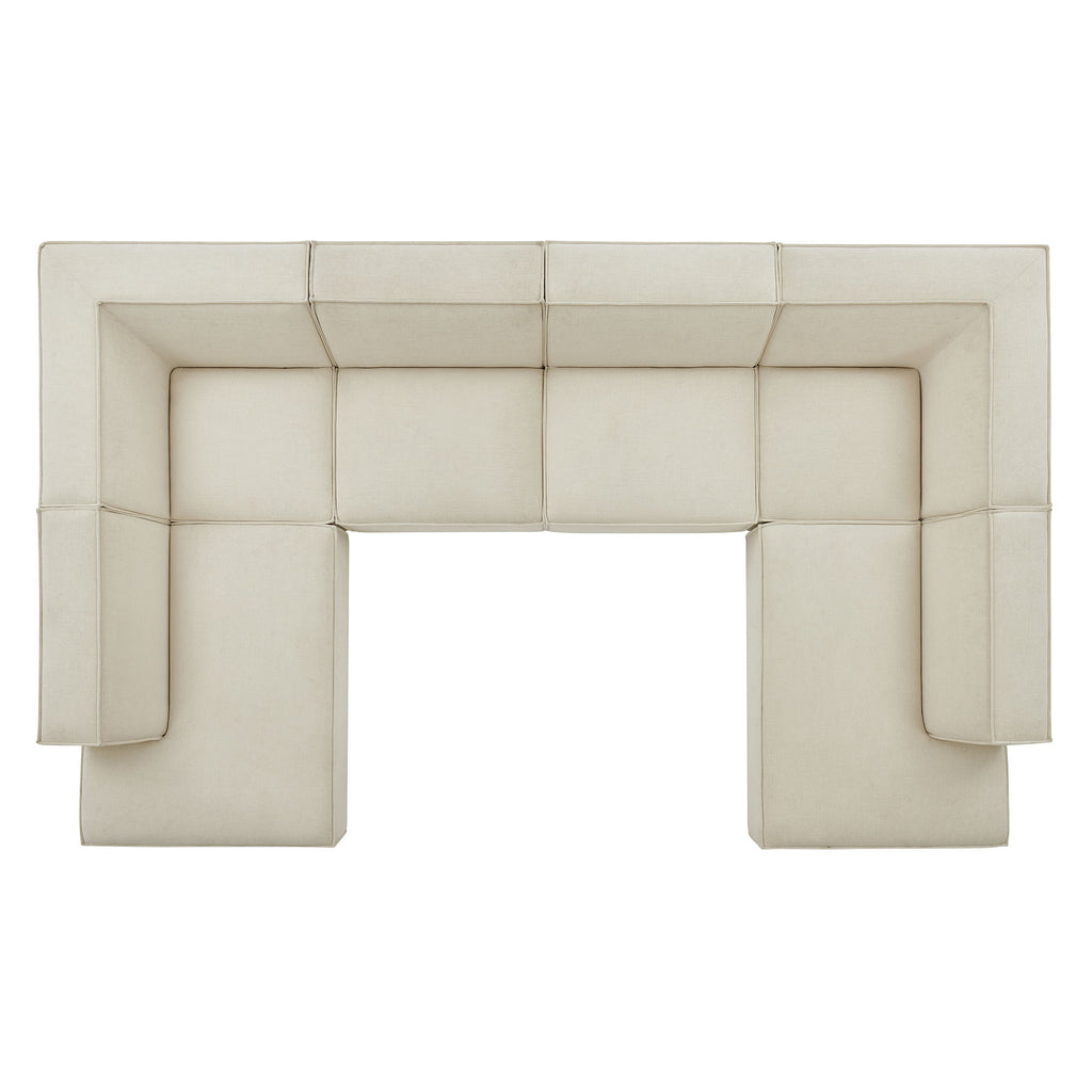Restore 6-Piece Performance Fabric Upholstered U-Shaped Sectional Sofa - Ecru