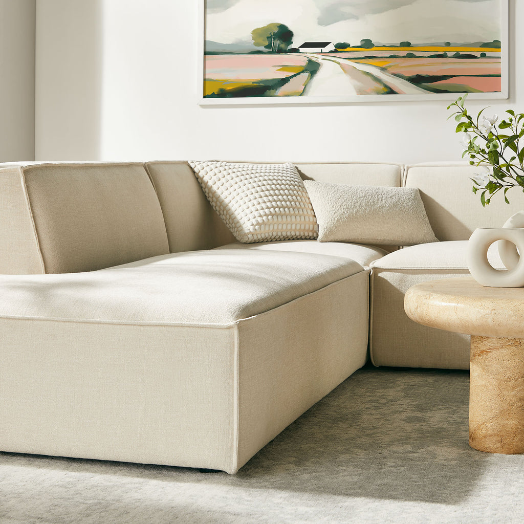 Restore 6-Piece Performance Fabric Upholstered U-Shaped Sectional Sofa - Ecru