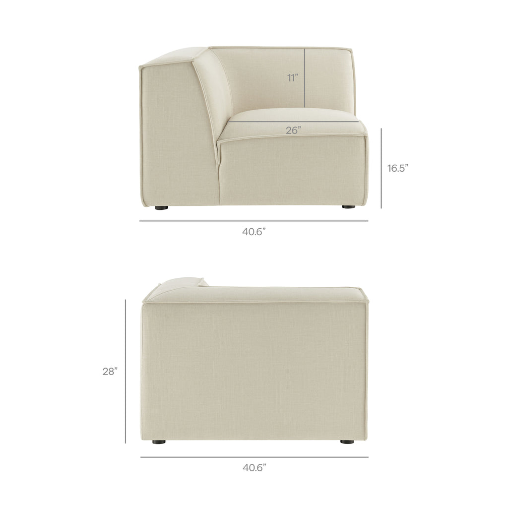Restore 6-Piece Performance Fabric Upholstered U-Shaped Sectional Sofa - Ecru