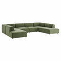 Restore 6-Piece Performance Fabric Upholstered U-Shaped Sectional Sofa - Foliage