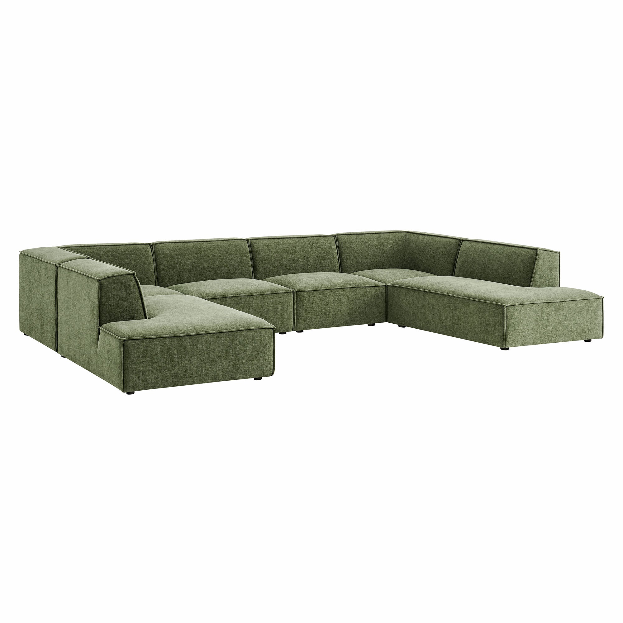 Restore 6-Piece Performance Fabric Upholstered U-Shaped Sectional Sofa - Foliage