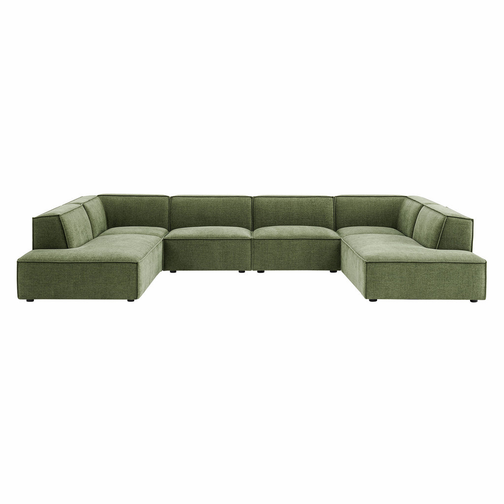 Restore 6-Piece Performance Fabric Upholstered U-Shaped Sectional Sofa - Foliage