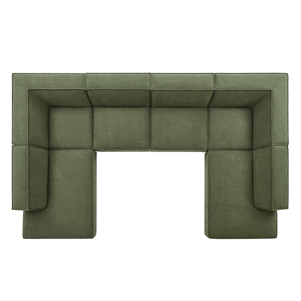 Restore 6-Piece Performance Fabric Upholstered U-Shaped Sectional Sofa - Foliage