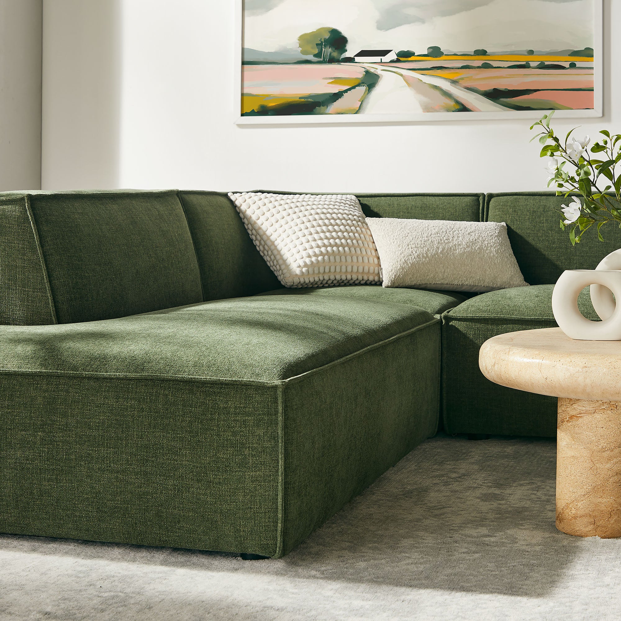Restore 6-Piece Performance Fabric Upholstered U-Shaped Sectional Sofa - Foliage