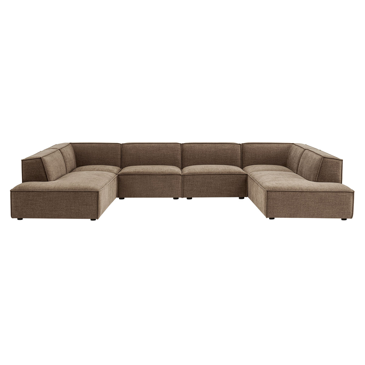 Restore 6-Piece Performance Fabric Upholstered U-Shaped Sectional Sofa - Mocha