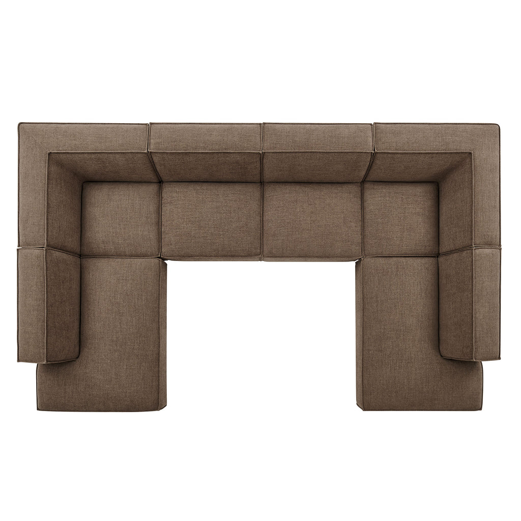 Restore 6-Piece Performance Fabric Upholstered U-Shaped Sectional Sofa - Mocha