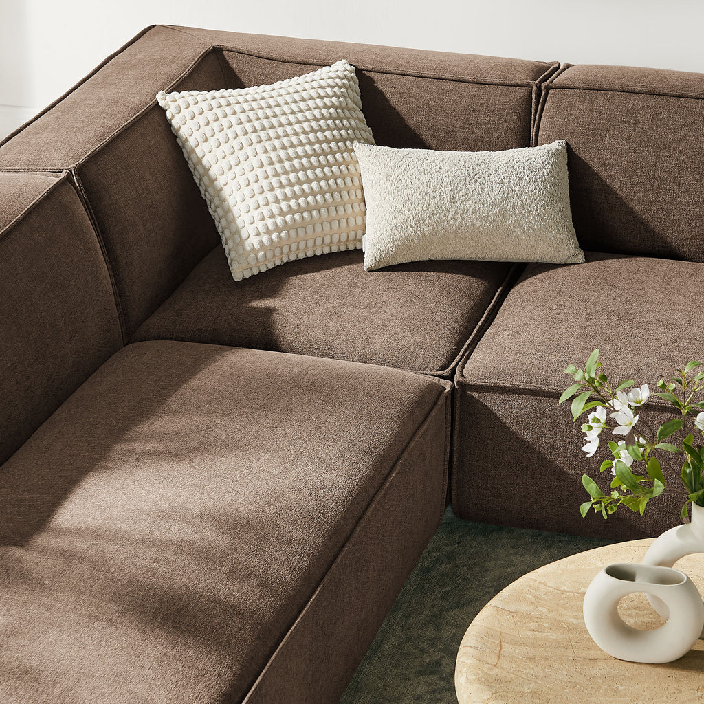 Restore 6-Piece Performance Fabric Upholstered U-Shaped Sectional Sofa - Mocha