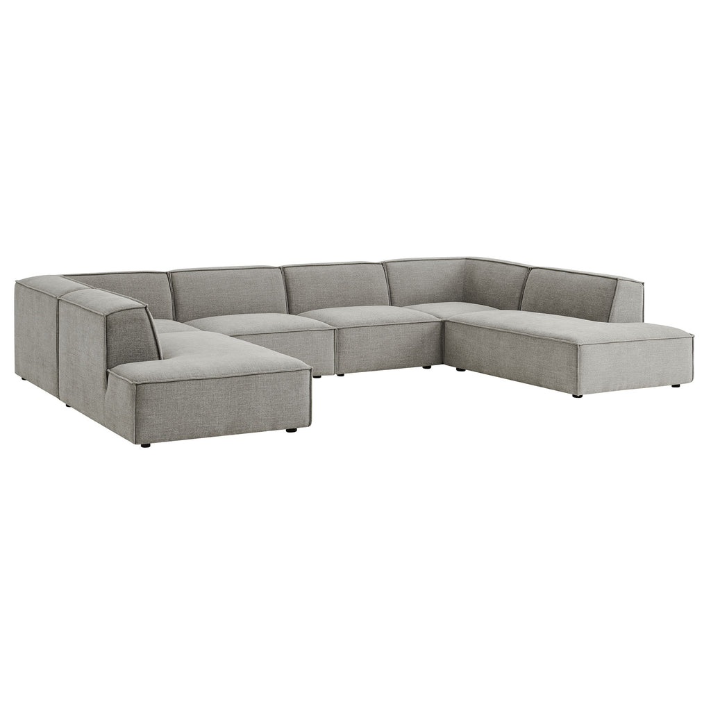 Restore 6-Piece Performance Fabric Upholstered U-Shaped Sectional Sofa - Pewter
