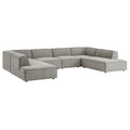 Restore 6-Piece Performance Fabric Upholstered U-Shaped Sectional Sofa - Pewter