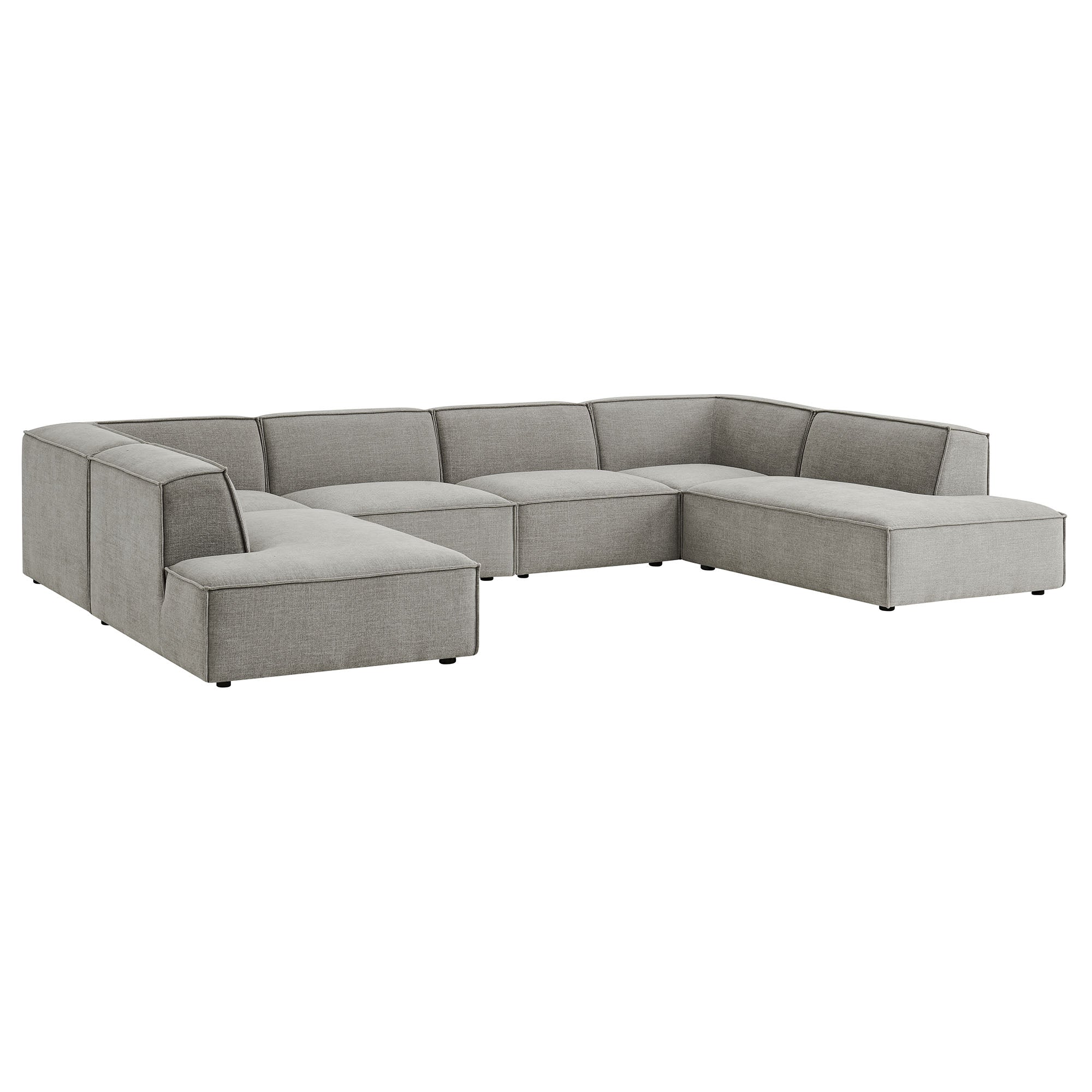 Restore 6-Piece Performance Fabric Upholstered U-Shaped Sectional Sofa - Pewter