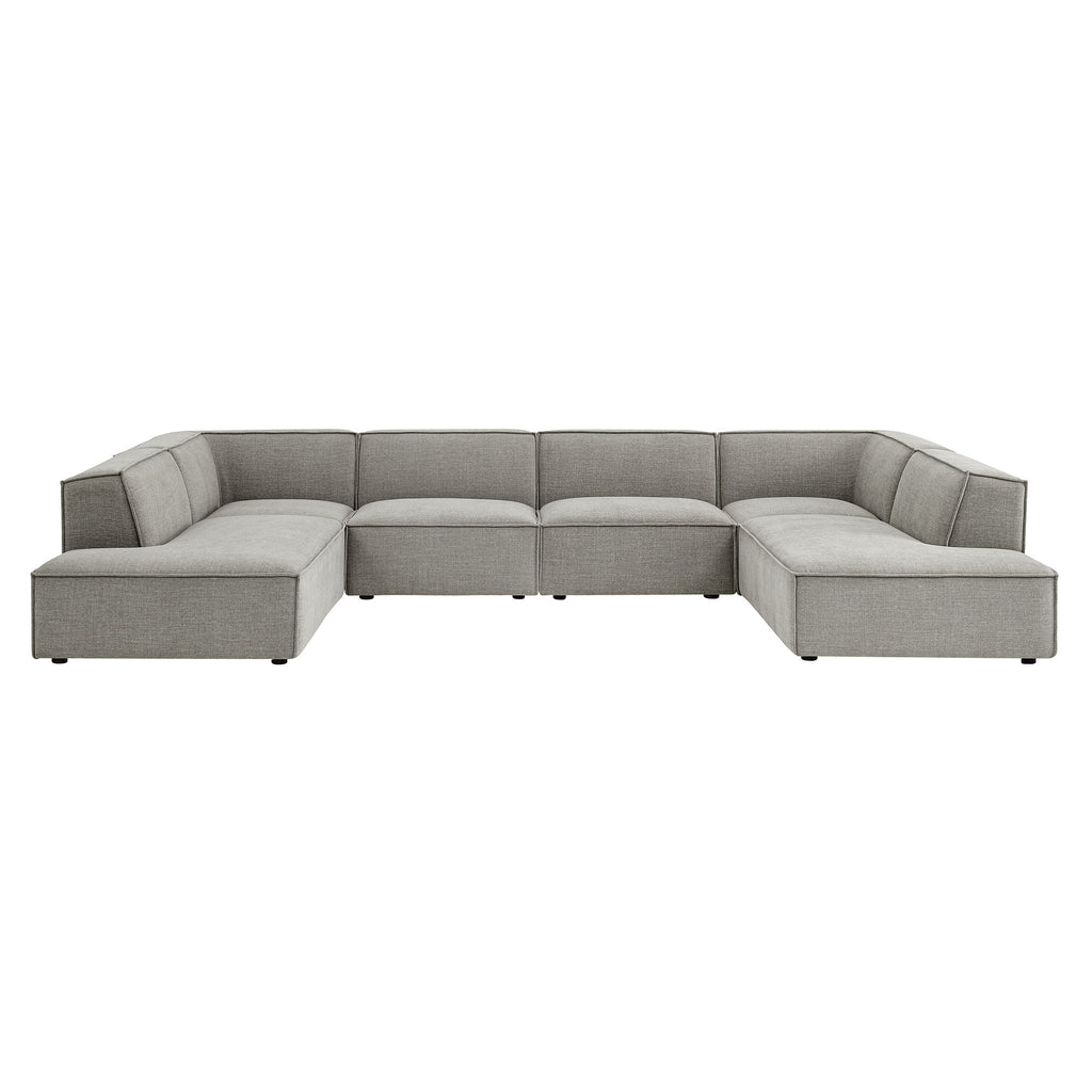 Restore 6-Piece Performance Fabric Upholstered U-Shaped Sectional Sofa - Pewter