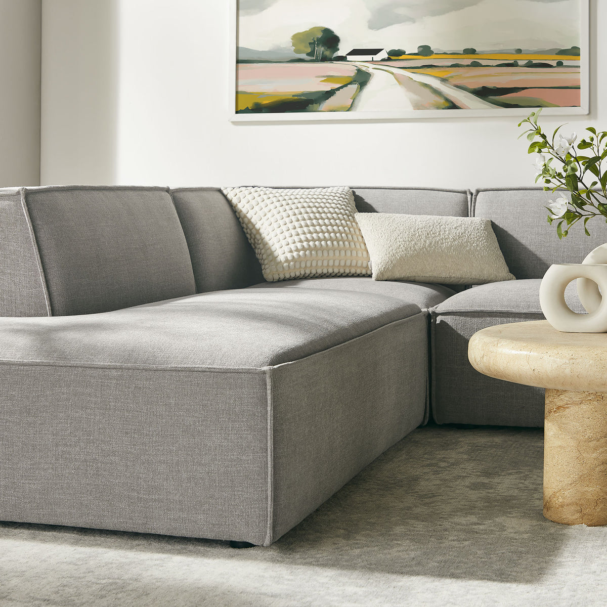 Restore 6-Piece Performance Fabric Upholstered U-Shaped Sectional Sofa - Pewter