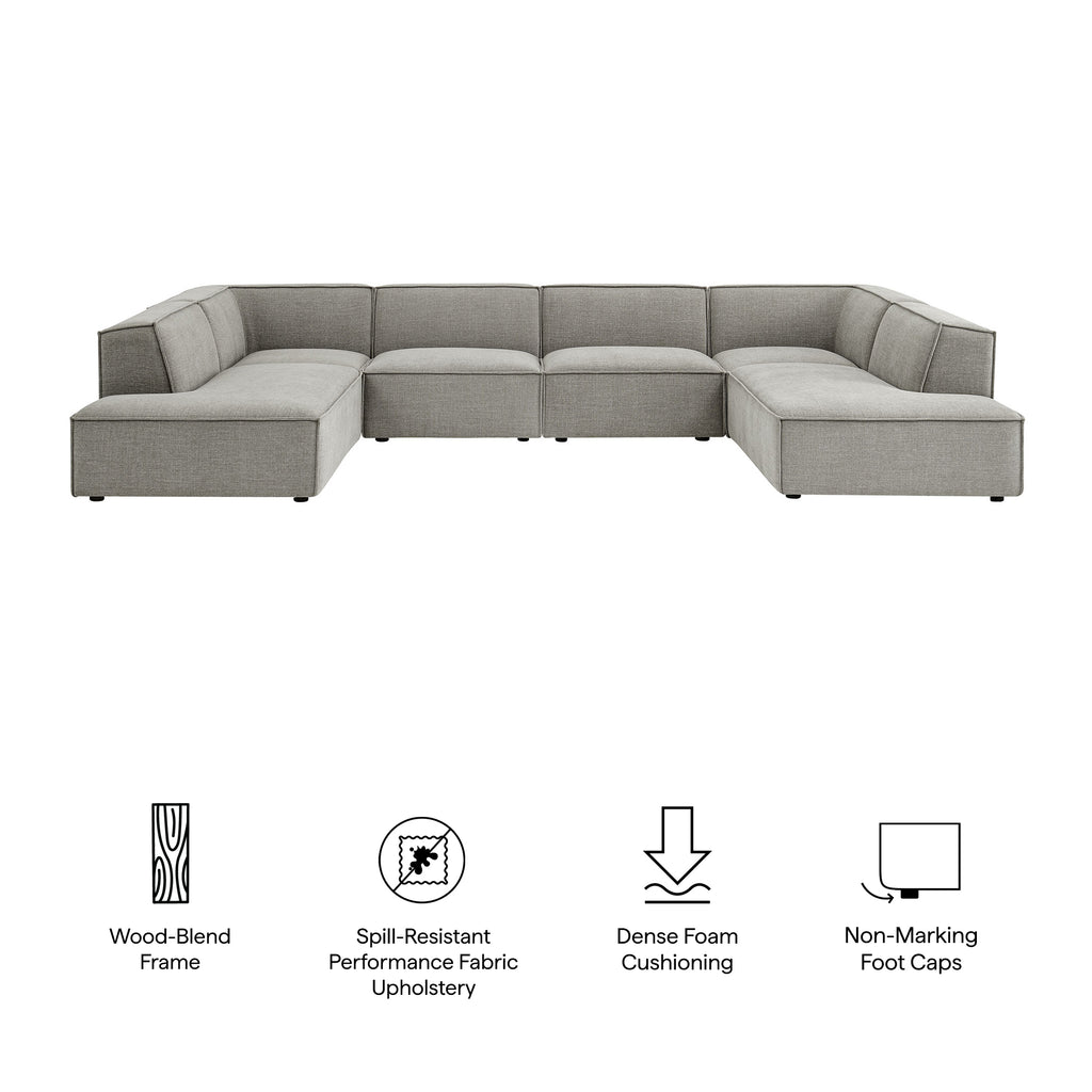 Restore 6-Piece Performance Fabric Upholstered U-Shaped Sectional Sofa - Pewter