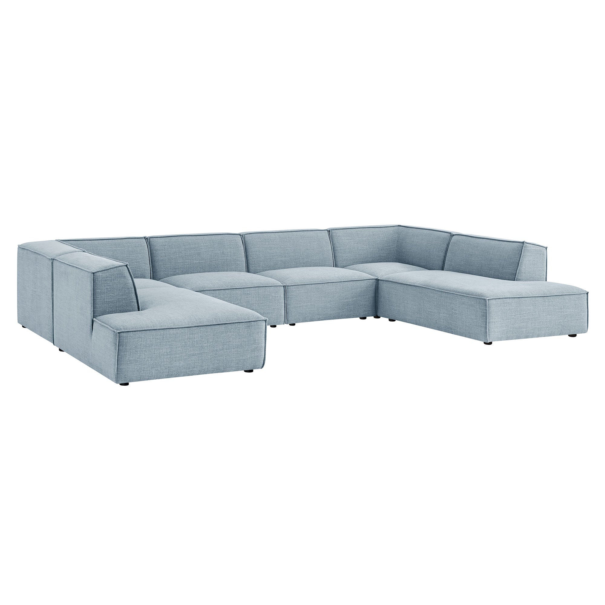 Restore 6-Piece Performance Fabric Upholstered U-Shaped Sectional Sofa - Sky