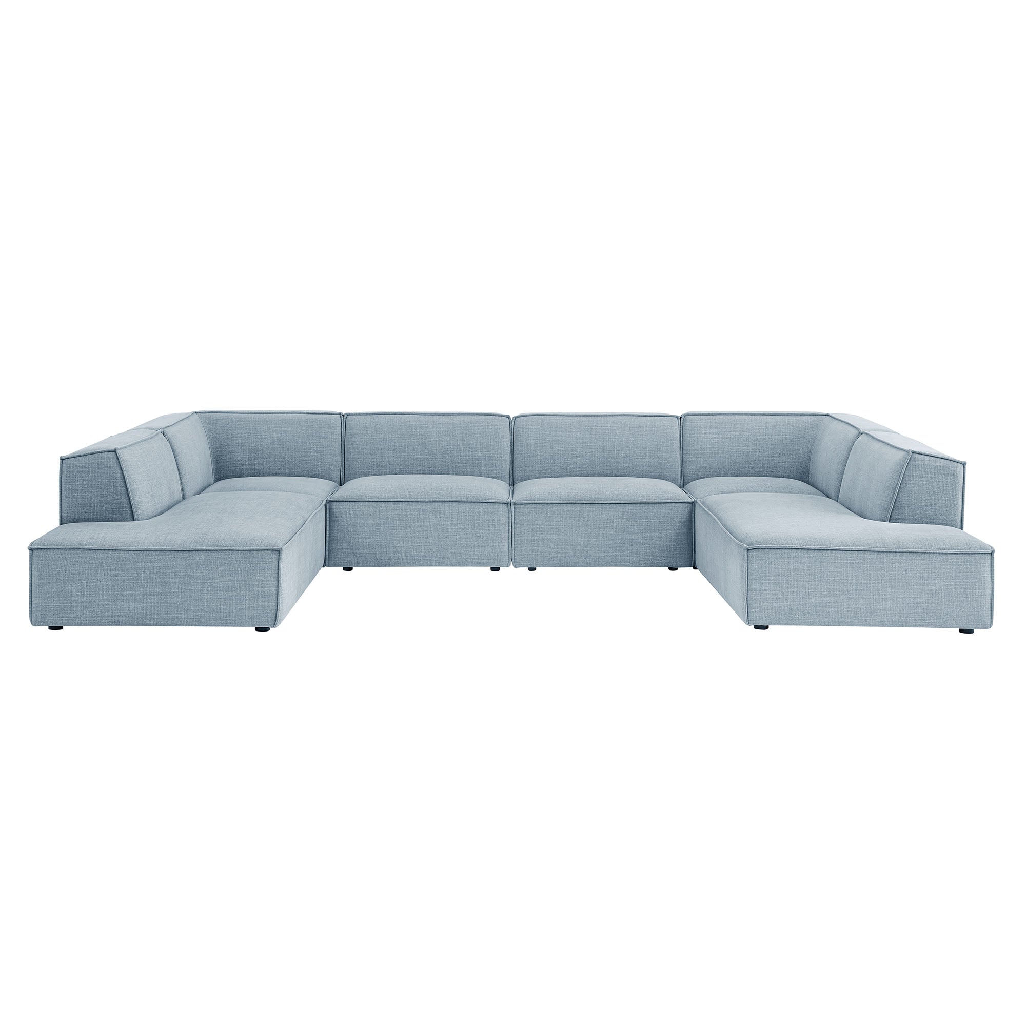 Restore 6-Piece Performance Fabric Upholstered U-Shaped Sectional Sofa - Sky