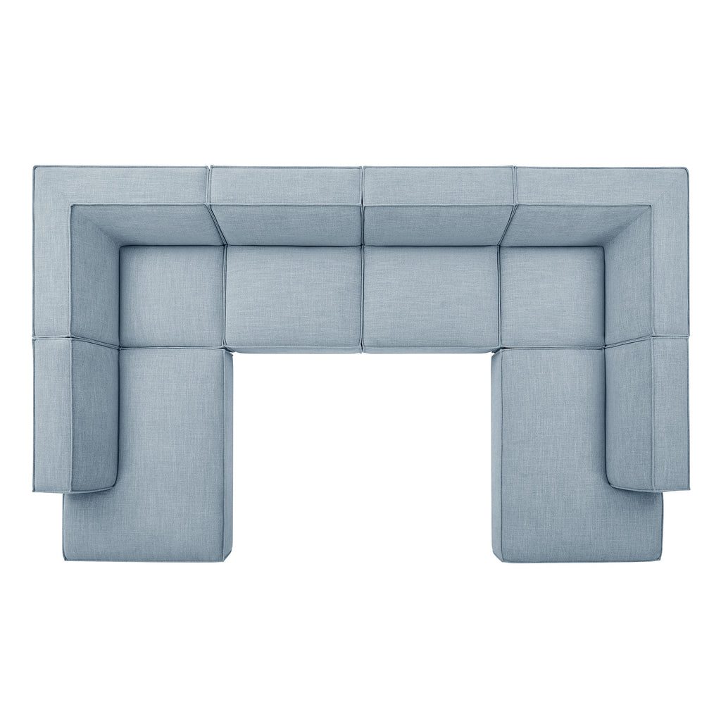 Restore 6-Piece Performance Fabric Upholstered U-Shaped Sectional Sofa - Sky