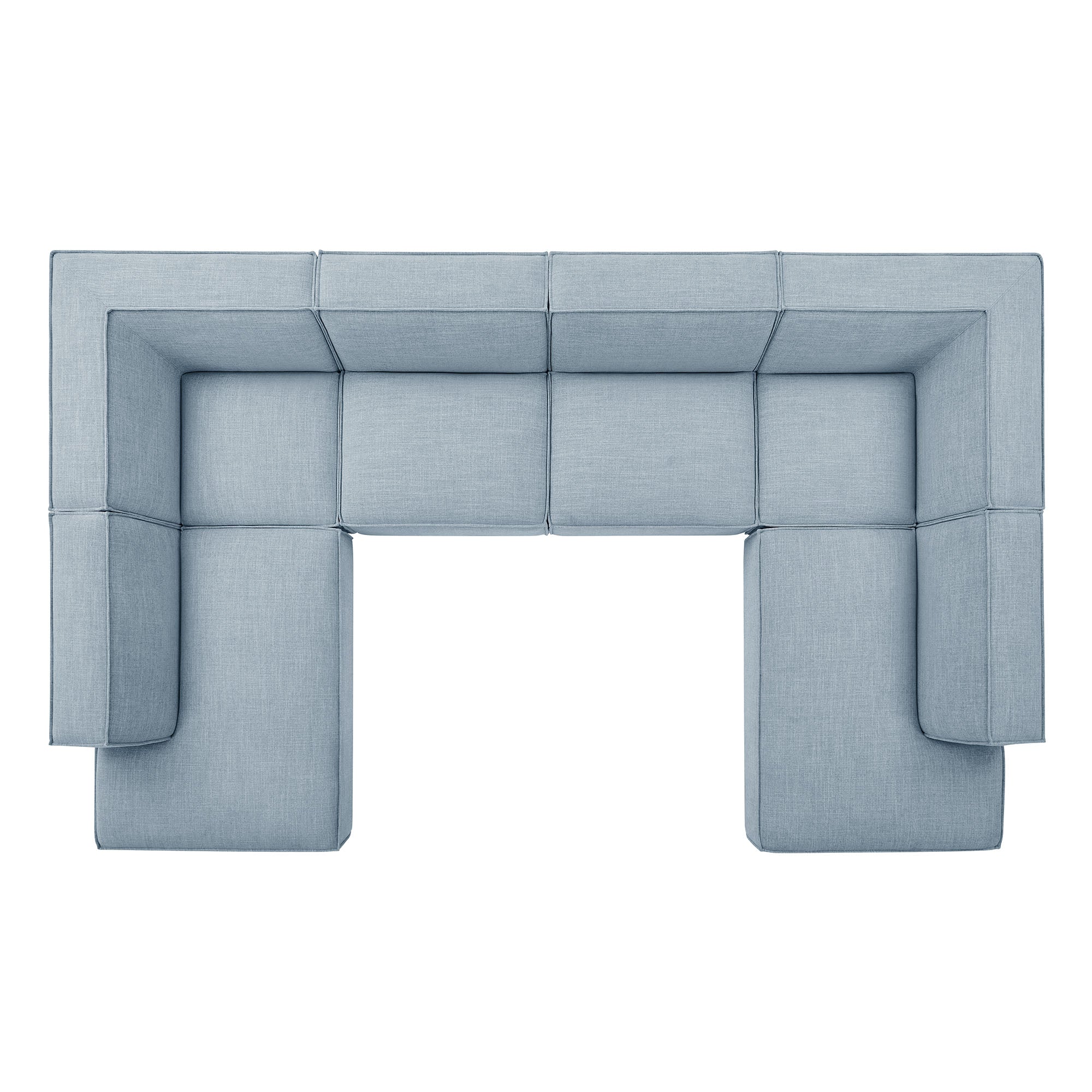Restore 6-Piece Performance Fabric Upholstered U-Shaped Sectional Sofa - Sky