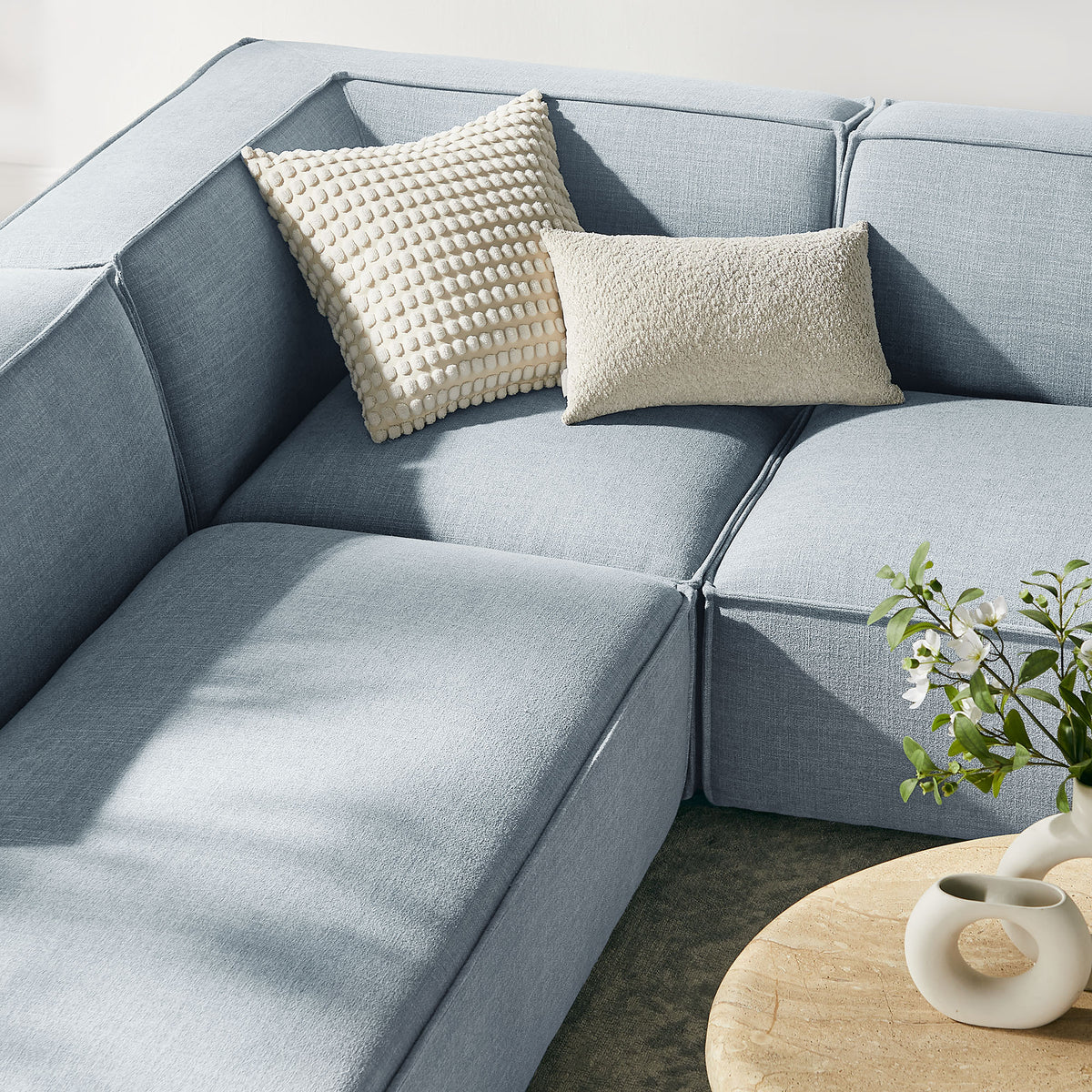 Restore 6-Piece Performance Fabric Upholstered U-Shaped Sectional Sofa - Sky