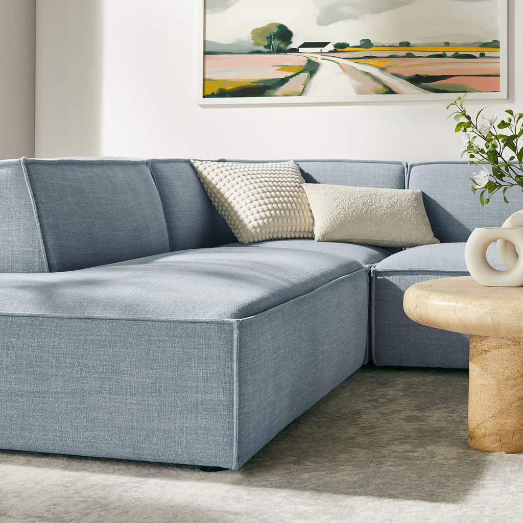 Restore 6-Piece Performance Fabric Upholstered U-Shaped Sectional Sofa - Sky