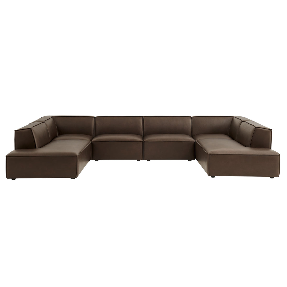 Restore 6-Piece Vegan Leather U-Shaped Armless Sectional Sofa - Espresso