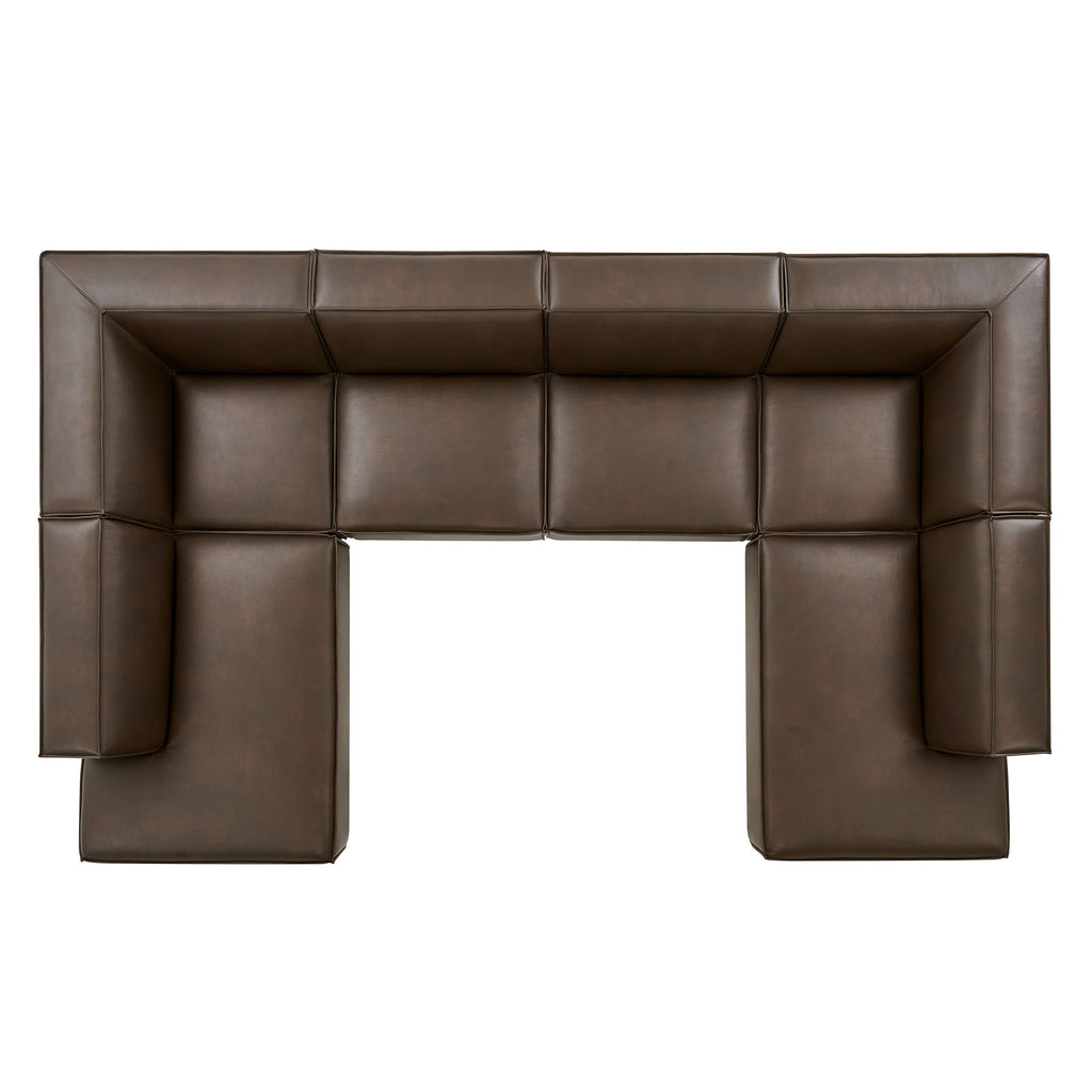 Restore 6-Piece Vegan Leather U-Shaped Armless Sectional Sofa - Espresso