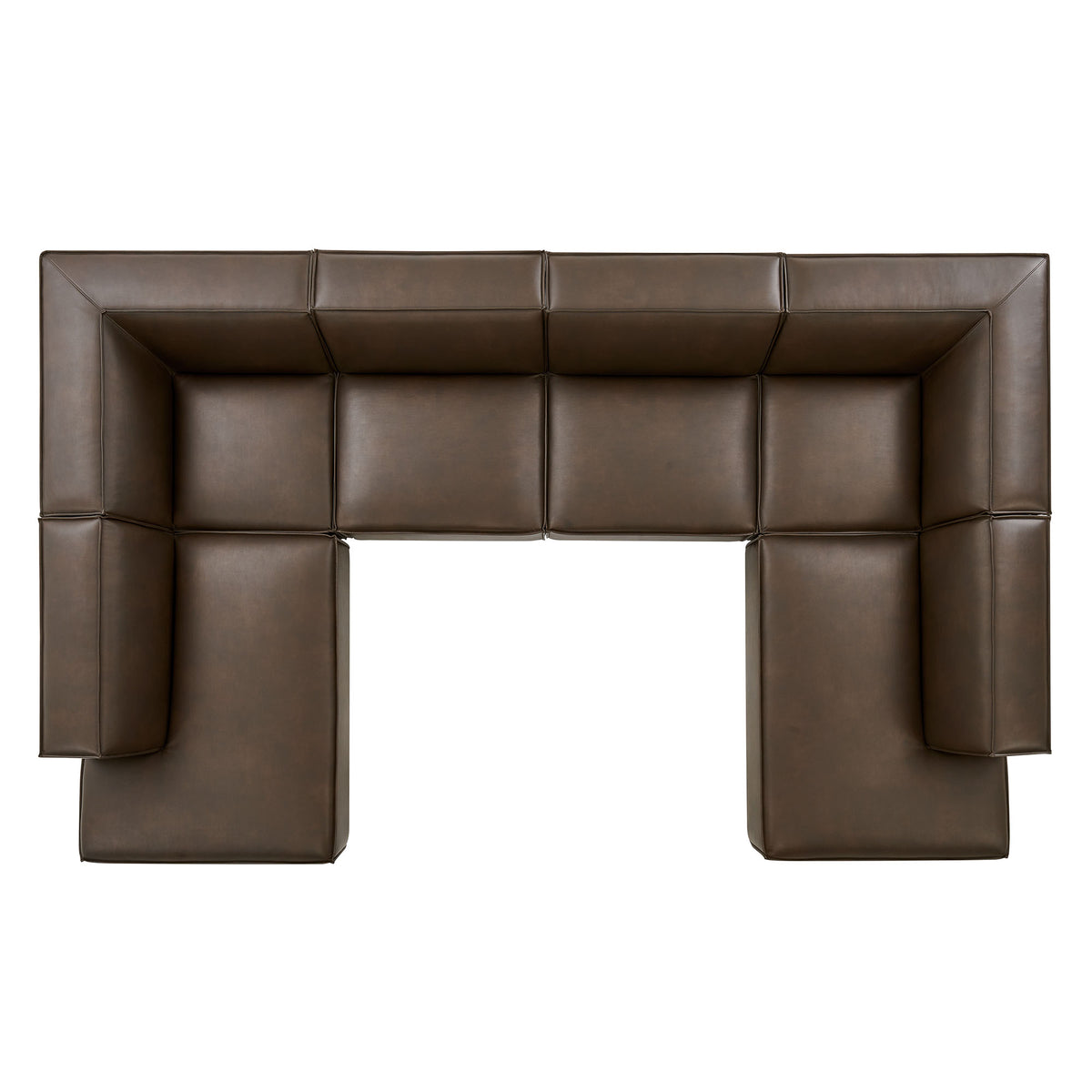 Restore 6-Piece Vegan Leather U-Shaped Armless Sectional Sofa - Espresso